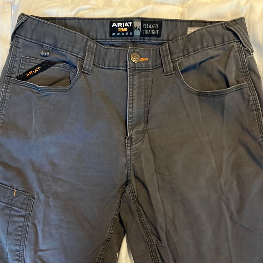 Ariat Men's Straight Rebar Jeans in Charcoal Gray